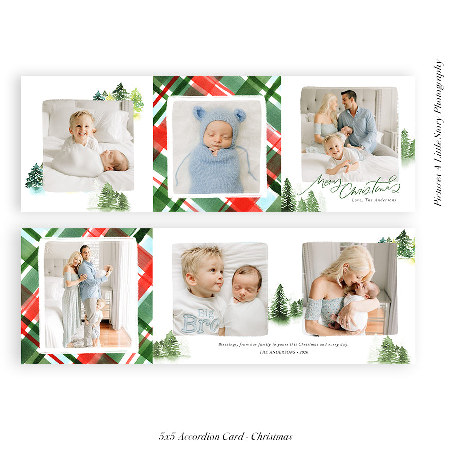Christmas accordion card 5x5 (Trifolded) | Oh Christmas Tree