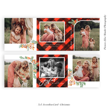 Christmas accordion card 5x5 (Trifolded) | Classic Plaids