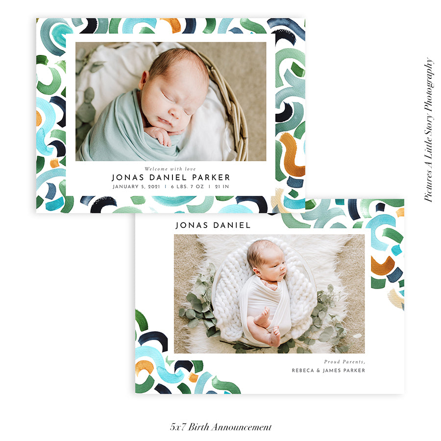 Birth Announcement Photocard | Blue Love