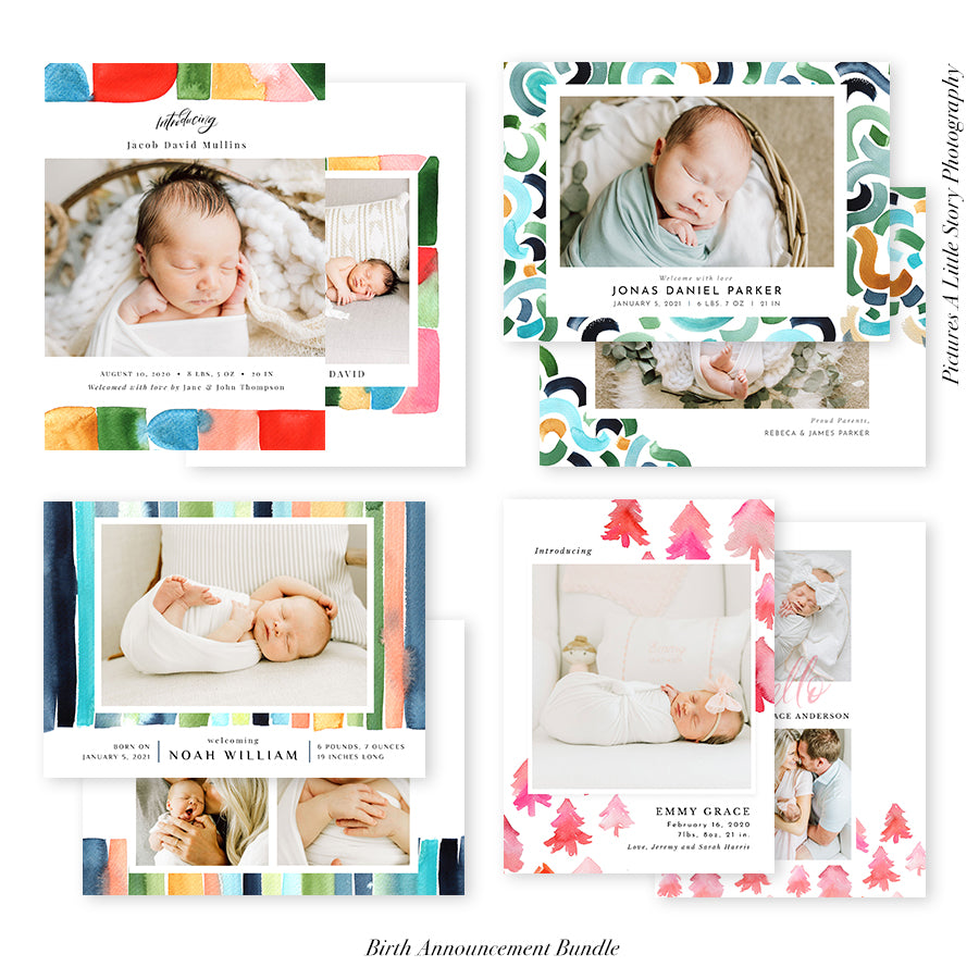 Birth Announcement Photocard Bundle | Hello Baby