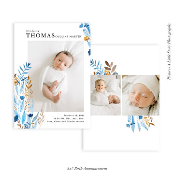 Birth Announcement Photocard | Floral Arrival