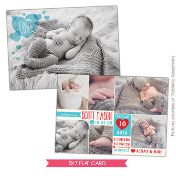 Valentine Birth Announcement template | Little Angel Boy