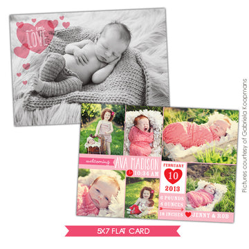 Valentine Birth Announcement template | Little Angel Girl