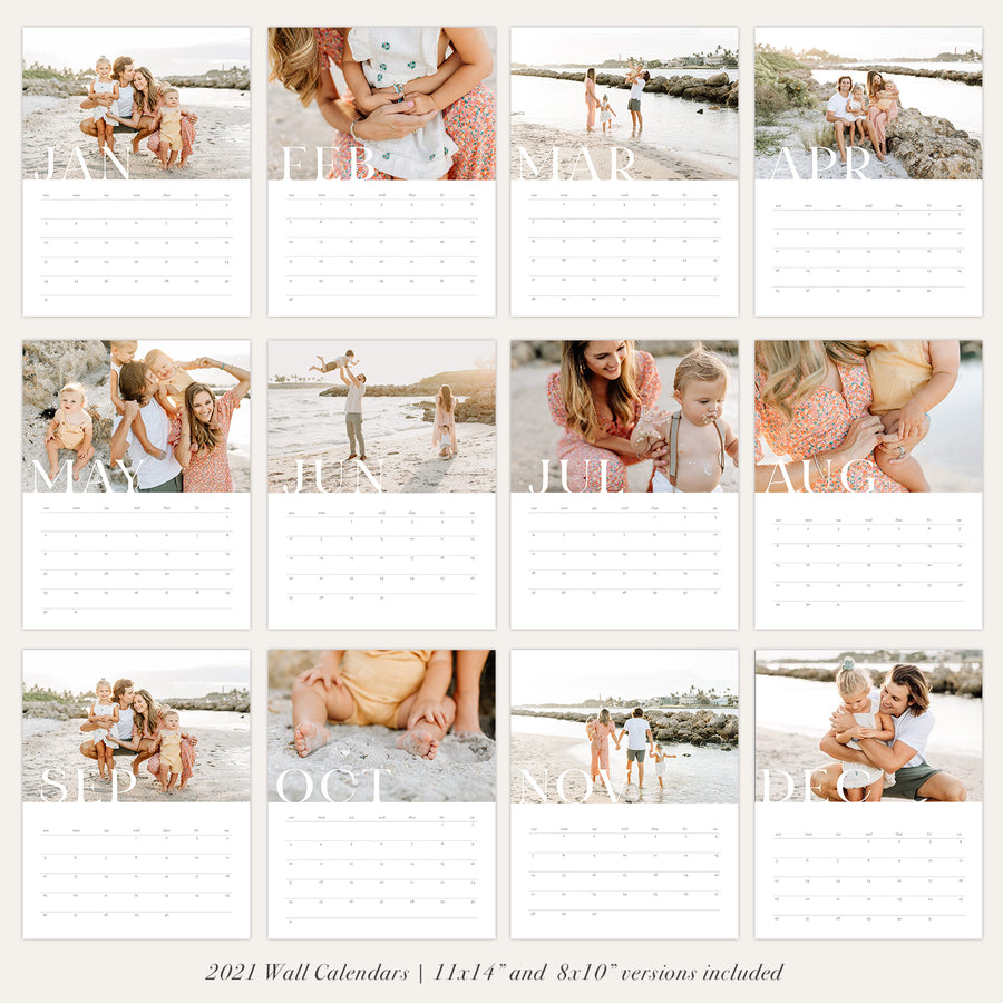 Wall Photo Calendar 11x14 and 8.5x11 | Clean