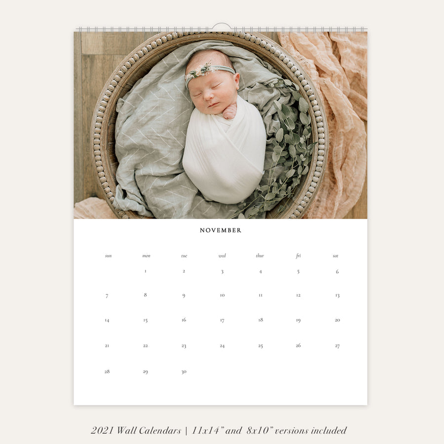 2021 Wall Photo Calendar 11x14 and 8.5x11 | Minimalistic