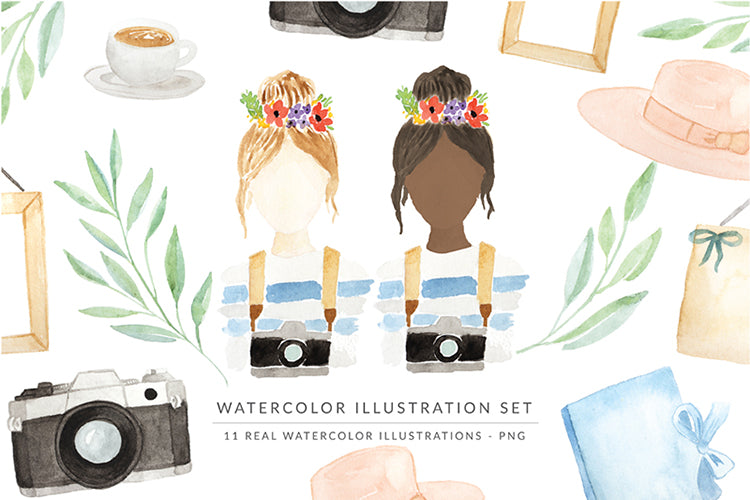Watercolor Illustrations Pack - The photographer