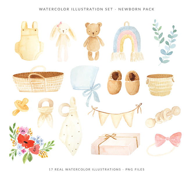Watercolor Illustrations Pack - The Newborn
