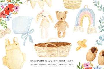 Watercolor Illustrations Pack - The Newborn