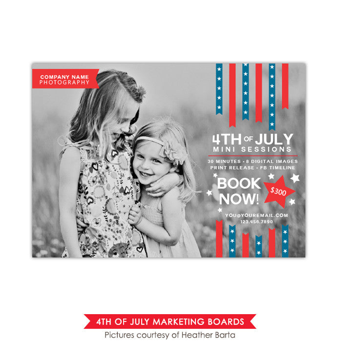 4th of July Marketing board | Red ribbons