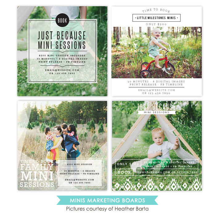 Photography Marketing boards bundle | Square Minis