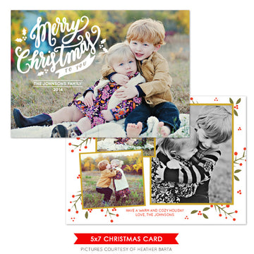 Christmas Photocard Template | Merry Christmas Lettering