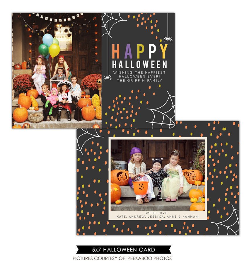 Halloween Photocard Template | Cute spiders
