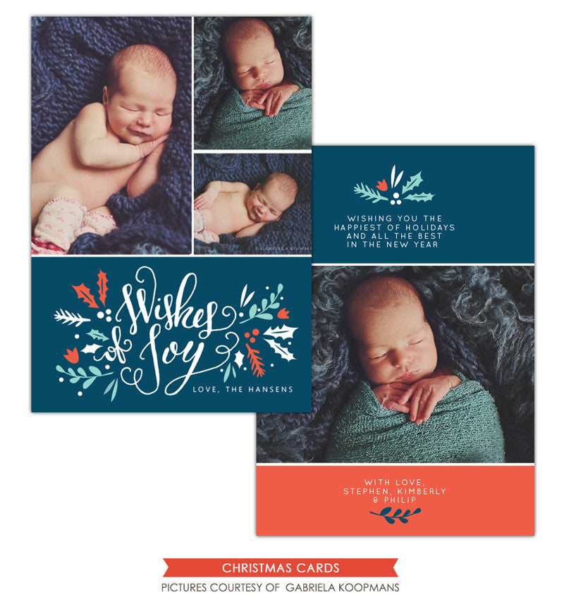 Christmas Photocard Template | Wishes of Joy
