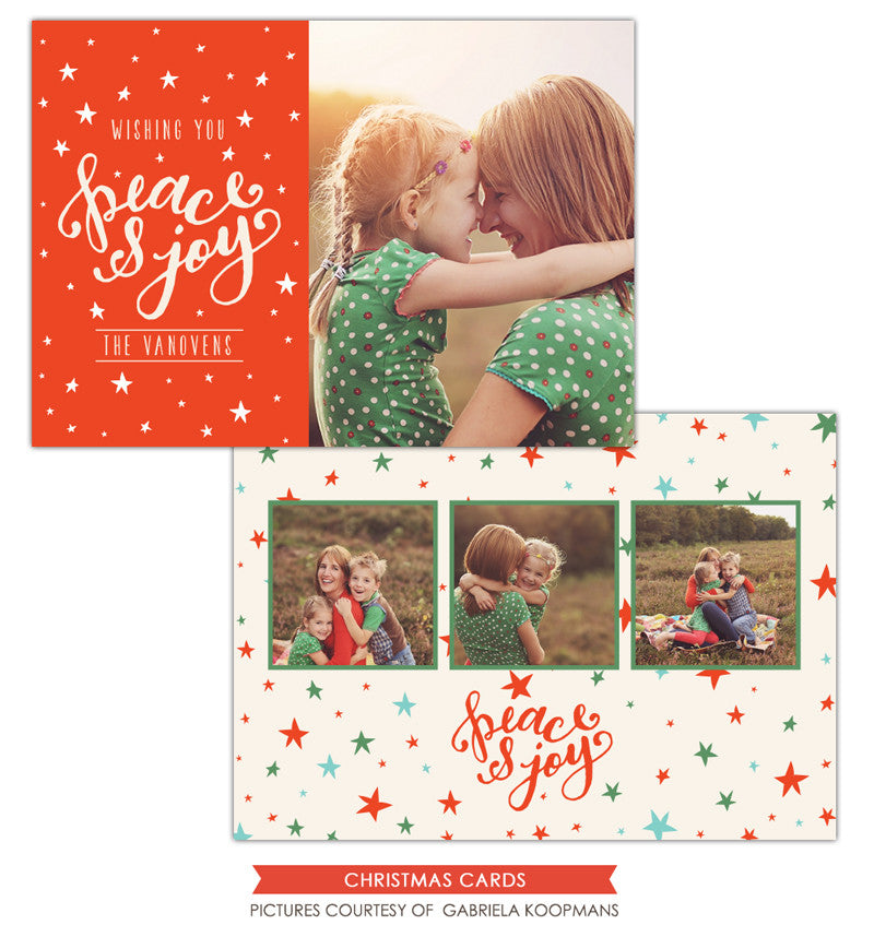 Christmas Photocard Template | Peace Stars