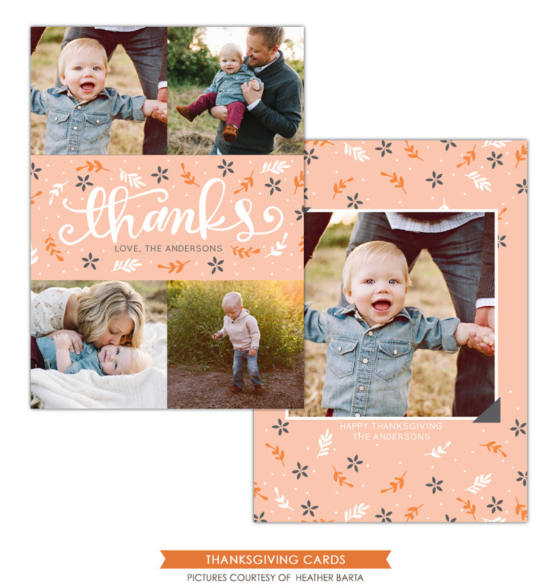 Thanksgiving Card Template | Pink thanks