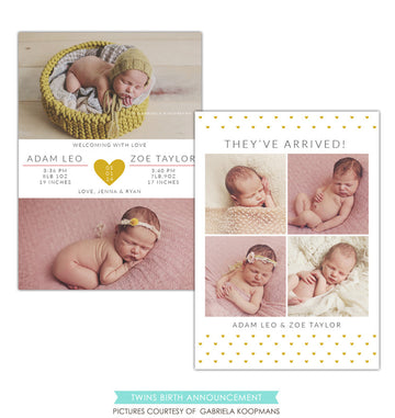 Twins Birth Announcement | Two hearts