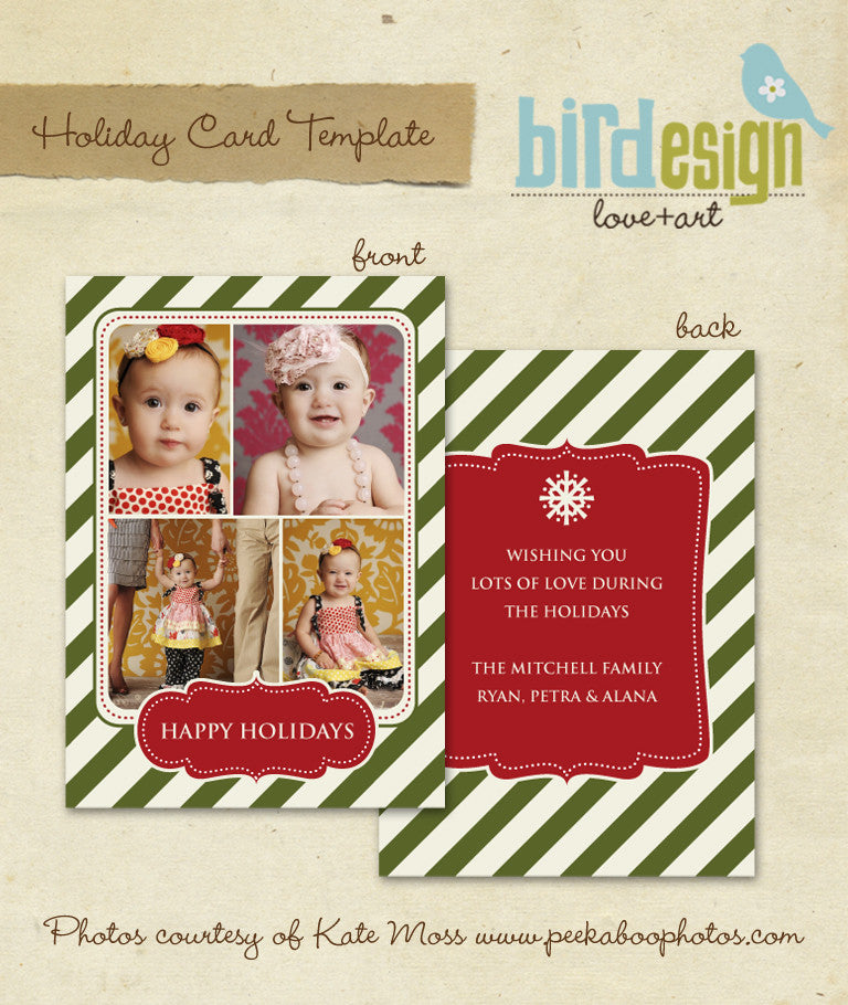 Holiday Photocard Template | Vintage happy holidays