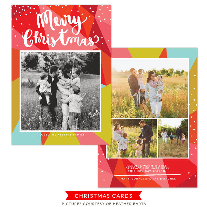 Christmas Photocard Template | Colorful diamond