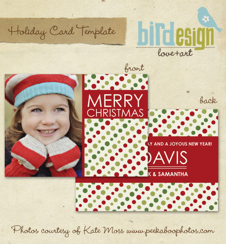 Holiday Photocard Template | Christmas dots