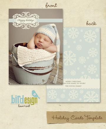 Holiday Photocard Template | Snowflakes