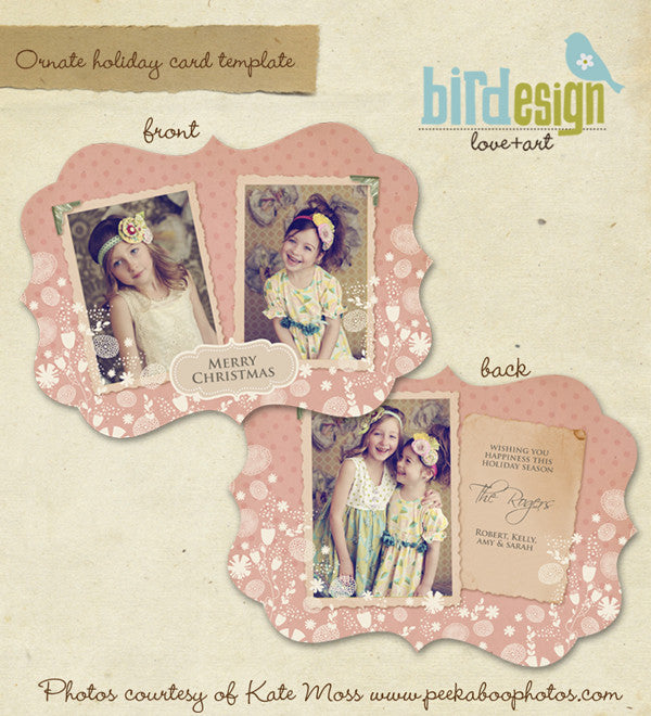 Holiday Ornate Photocard | Vintage style