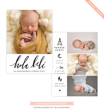 Birth Announcement - Spanish | Hola bebé