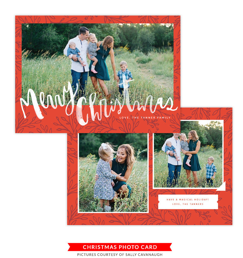 Christmas Photocard Template | Christmas Foliage