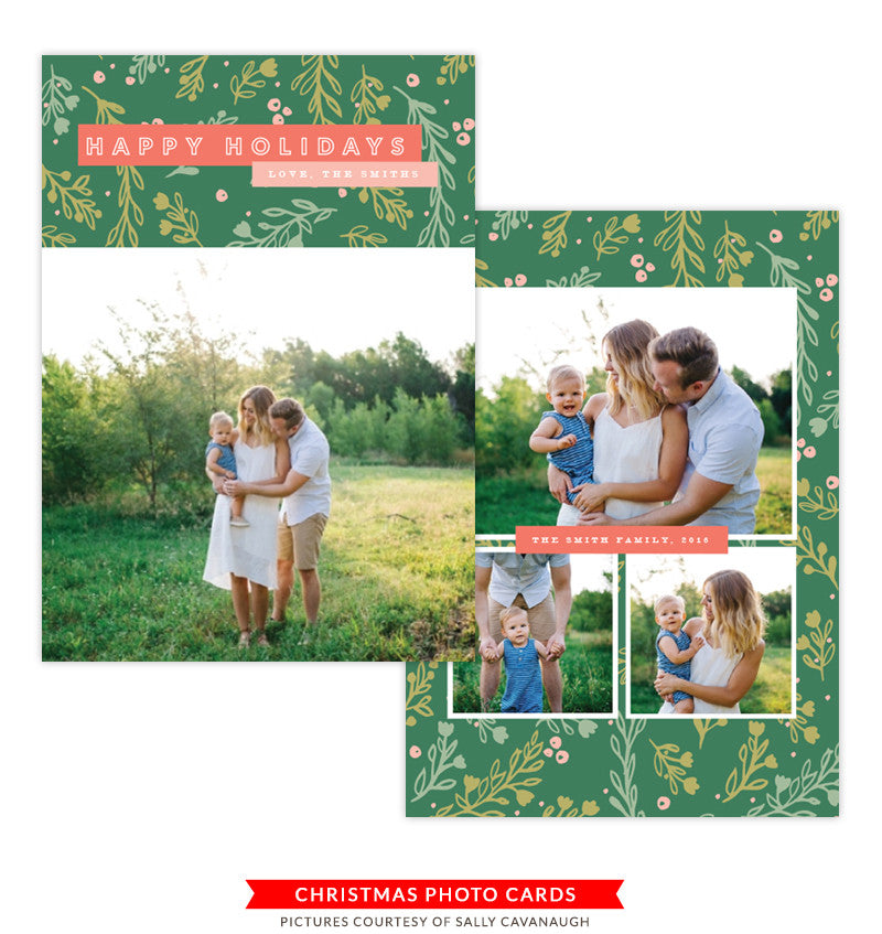 Christmas Photocard Template | Green Christmas