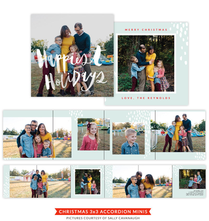 Christmas accordion mini 3x3 | Happiest holidays mini
