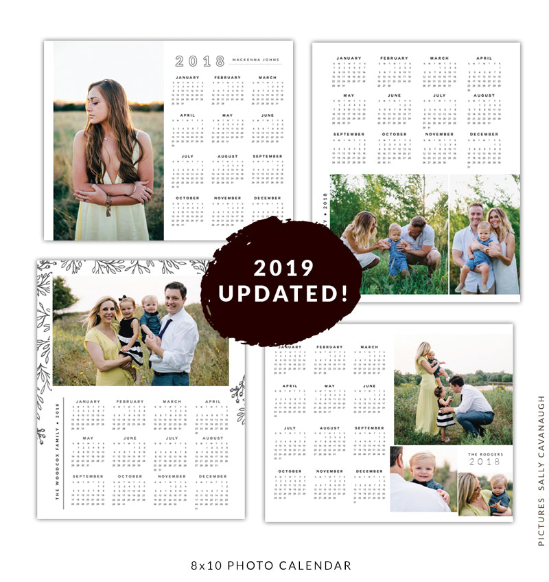 8x10 2019 calendars template set | White calendars