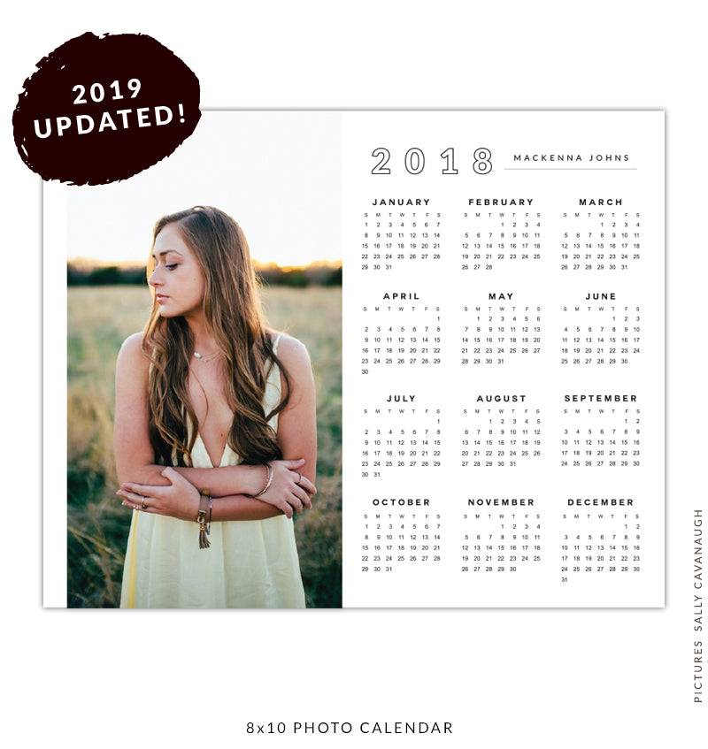 8x10 2019 calendar template | Simple portrait