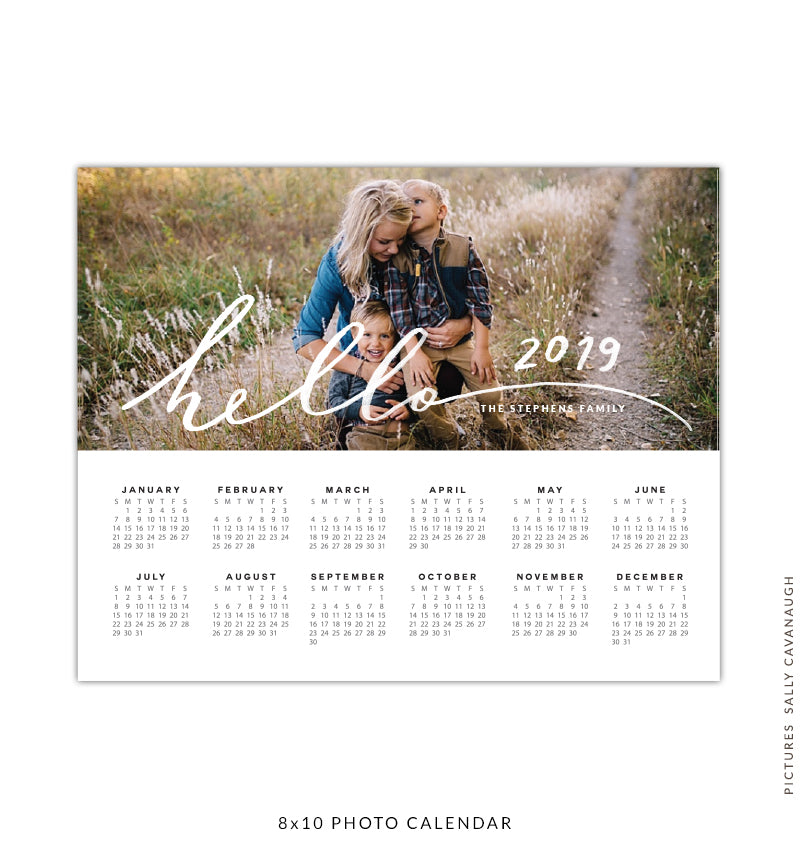 8x10 2019 calendar template | Hello year