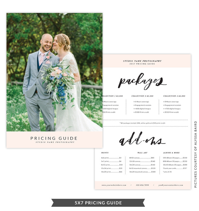 5x7 Pricing Guide Template | Modern Peach