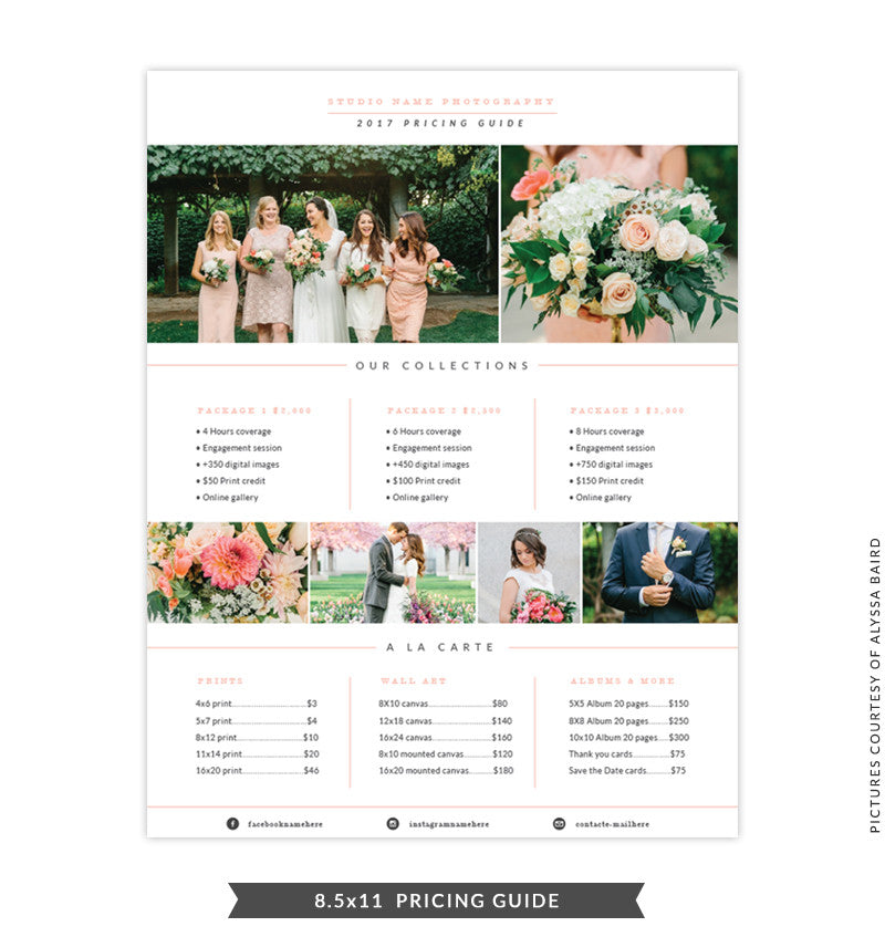 8.5x11 Pricing Guide Template | Peach Minimalist – Birdesign