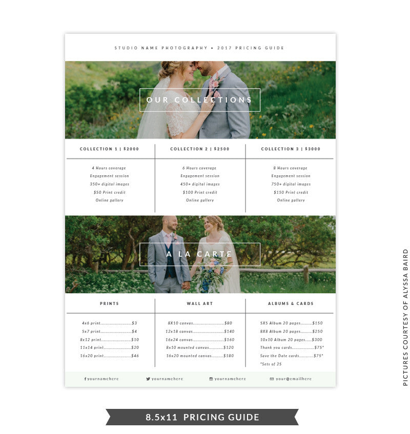 8.5x11 Pricing Guide Template | Natural Look