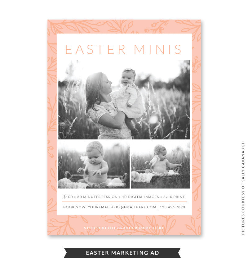 5x7 Easter Marketing Ad | Peach Easter Minis