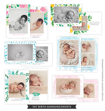 5x7 Birth Announcements Bundle | Floral Joy