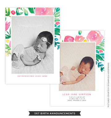 5x7 Birth Announcement | Floral Thoughts