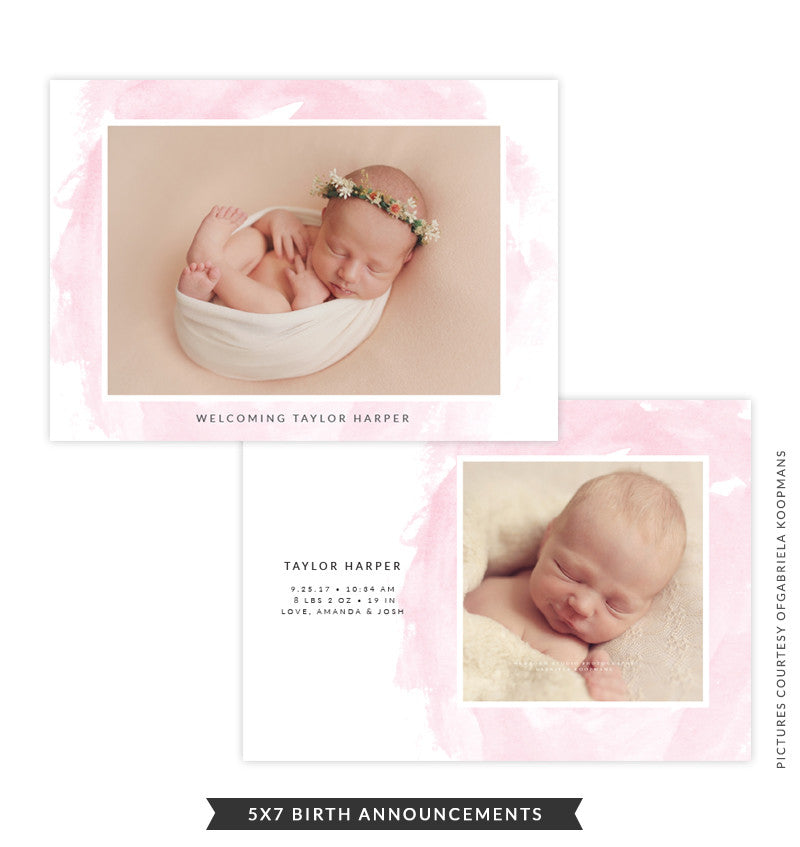 5x7 Birth Announcement | Pink Smile