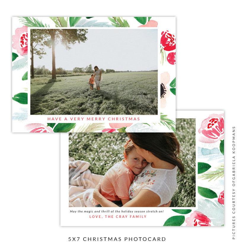 Christmas 5x7 Photo Card | Floral Happiness
