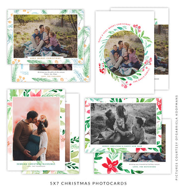Christmas 5x7 Photo Card Bundle | White Roses