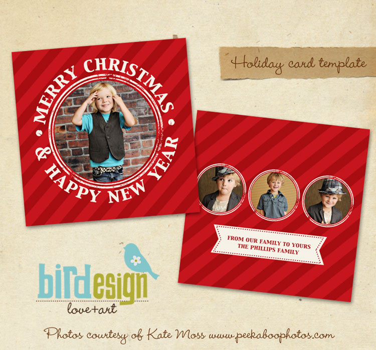 Holiday Photocard Template | Red candy