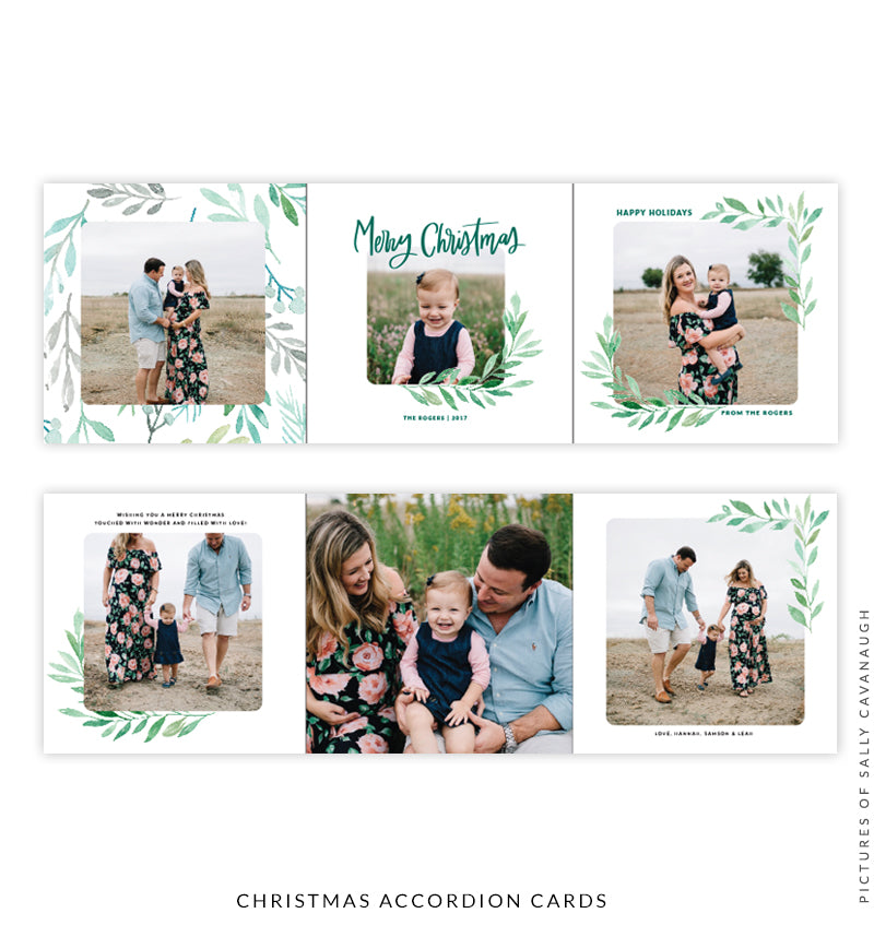 Holiday accordion card 5x5 | Christmas foliage