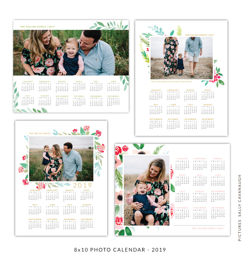 8x10 2019 calendars template set | Family gardens