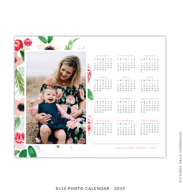 8x10 2019 calendar template | Flowers love