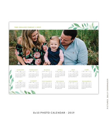 8x10 2019 calendar template | Green crown