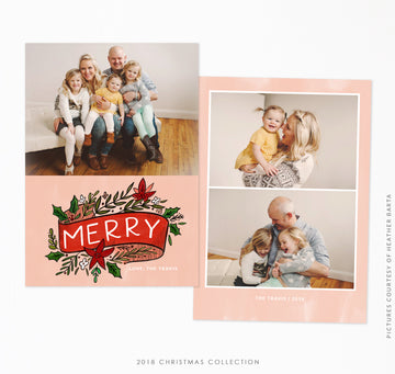 2018 Christmas 5x7 Photo Card | Merry Floral