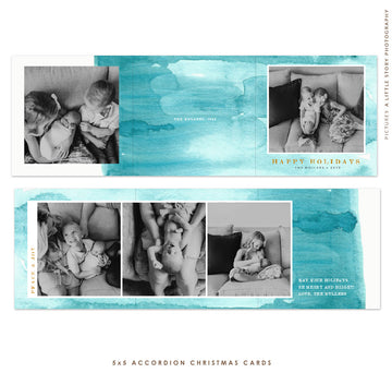 Holiday accordion card 5x5 (Trifolded) | Christmas Skies