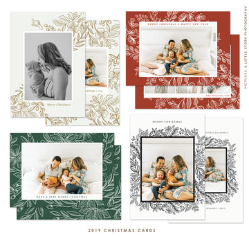 Christmas 5x7 Photo Card Bundle | Floral Elegance