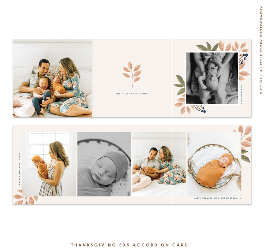 Thanksgiving accordion card 5x5 (Trifolded) | Sweet Autumn